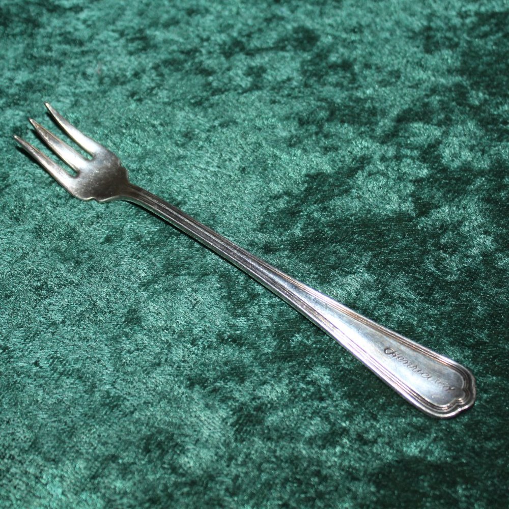 RARE Antique A Pick & Company Silverplate Pickle Cocktail Fork Henrici - Chicago